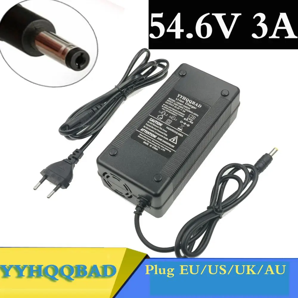 Cargador de batería de iones de litio, alta calidad, fuerte disipación del calor, 54,6 V, 3A, 13S, 48V