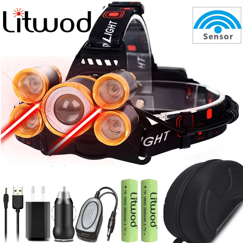 Powerful LED headlamp Headlight 5/3 Led T6 Head Lamp 8000lumens Flashlight Torch head light Best For Camping, fishing