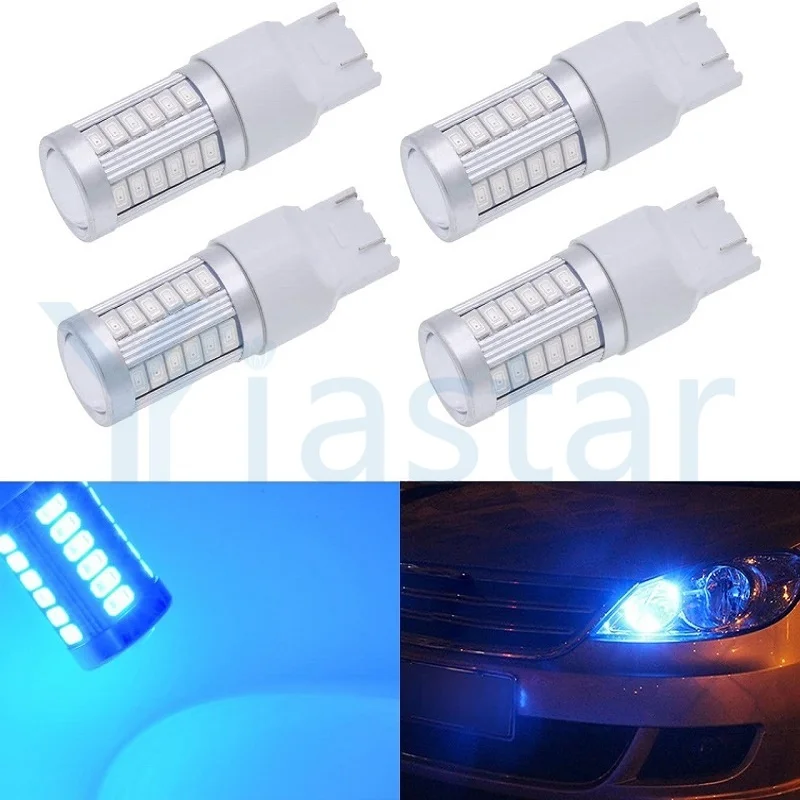 4Pcs  T20 7440 W21W Led Car Light Turn Signal Backup Reverse Parking Light Blue White Red 7440NA 7441 992 LED Bulbs 5630 33-SMD