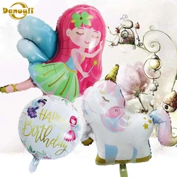1pcs Little Fairy Aluminum Balloons Macaron Balloons Sleep Unicorn Cartoon baby shower Flower Fairy Princess Birthday Decoration