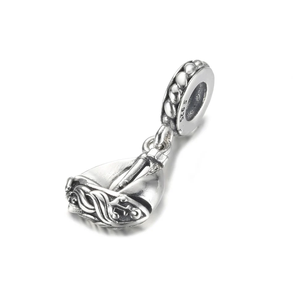 Authentic S925 Silver Pendant Charm for Women Bracelet Bangle DIY Jewelry Sail Boat Dangle Bead