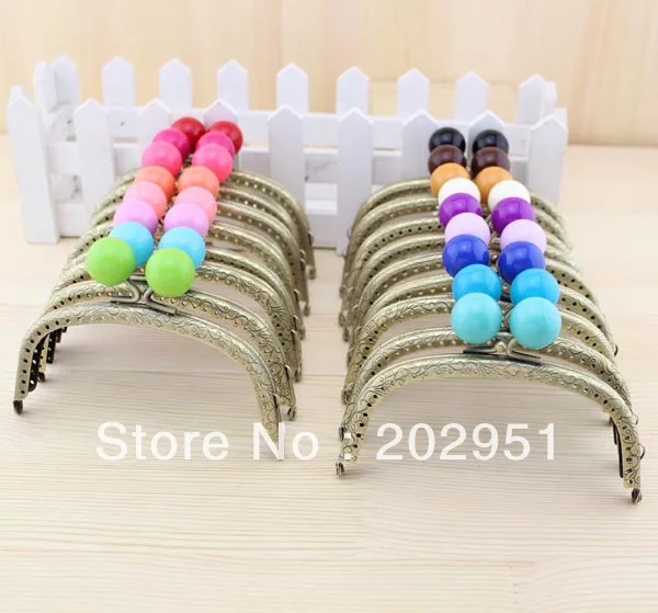 1PCS 26cm Antique Bronze M Shape Embossed Candy Bead Big Metal Purse Frame Bag Kiss Clasp Handle DIY Accessories