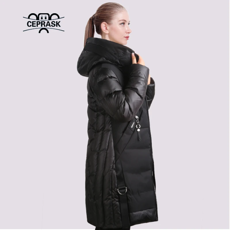 CEPRASK 2023 New Winter Parkas Women Long Large Size Padded Coat Quilted Thick Cotton Female Jacket Warm Outerwear Clothing