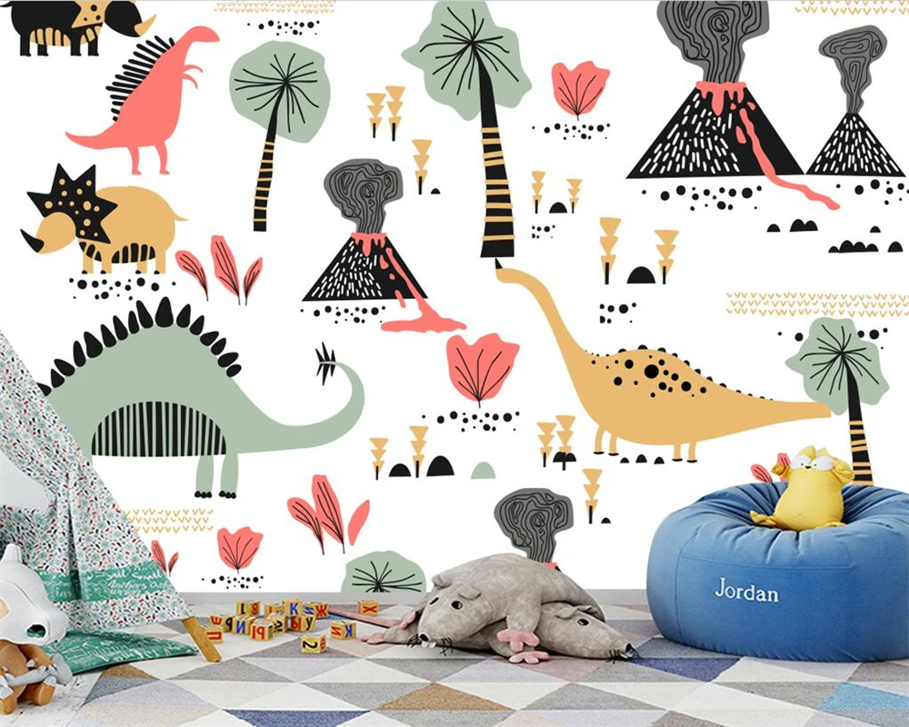 

beibehang Custom Modern New Bedroom Living Room Dinosaur Forest Children's Room Background papel de parede Wallpaper