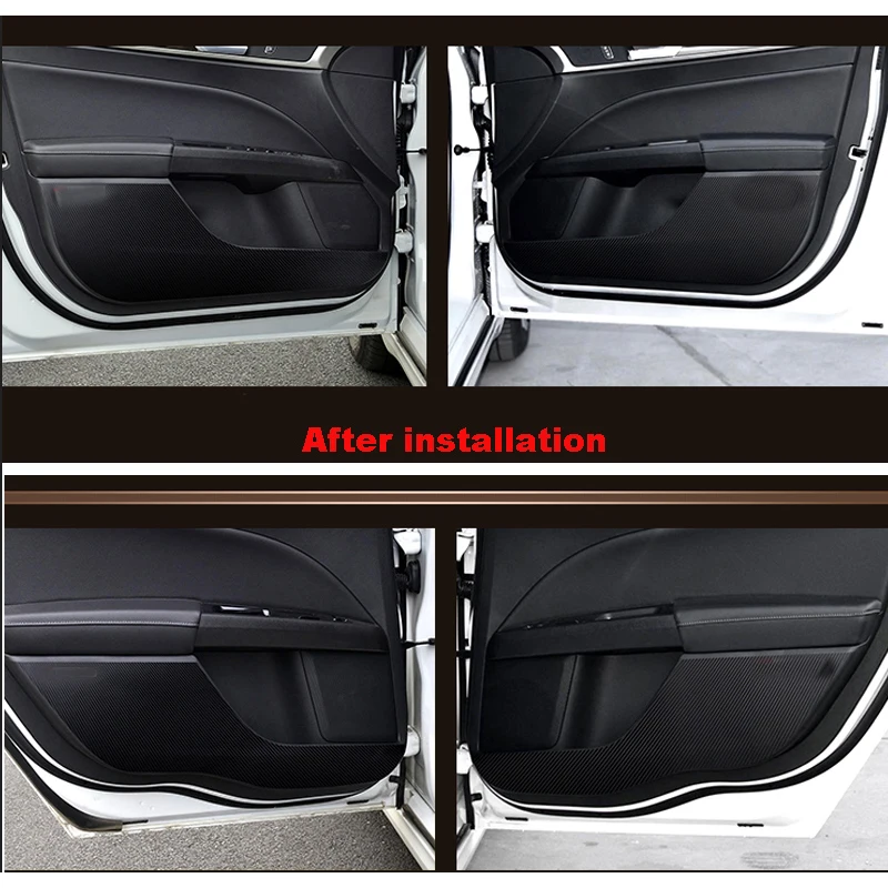 TOMMIA For Haval H7 Car Inside Door Cover Scratch Protection Anti Kick Pads Carbon Fiber Stickers 4pcs