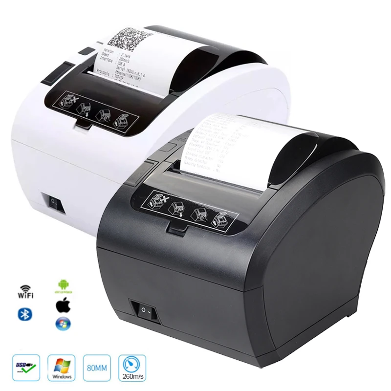 

80mm Thermal Receipt Printer POS Billing Printer Wireless WIFI/Bluetooth Printer 300m/s Auto Cutter Android/iOS/Windows ESC/POS