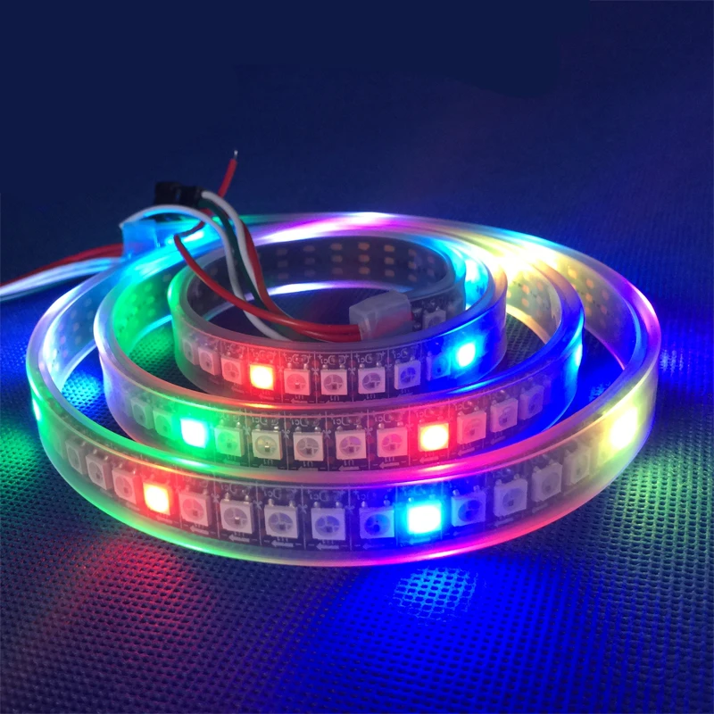 5M WS2812B 144leds/m White PCB WaterProof With Tube Ip67 Digital 5050 RGB LED Strip DC5V Individually Addressable Led Strip