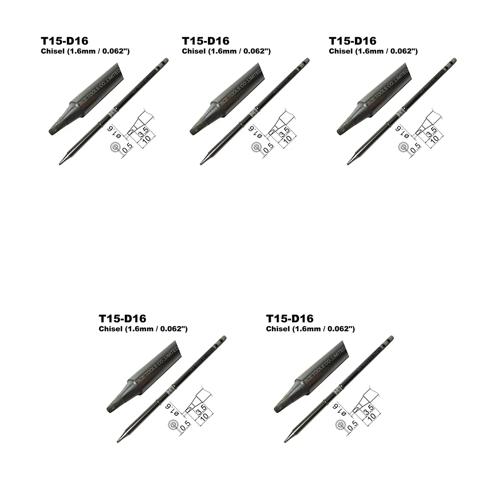 5 PCS T15-D16ทดแทนหัวแร้งสำหรับ HAKKO FM-203 FM-204 FM-206 FX-951 FX-950 FX-952 FX-9501 FM-2028 FM-2027 FM-2021