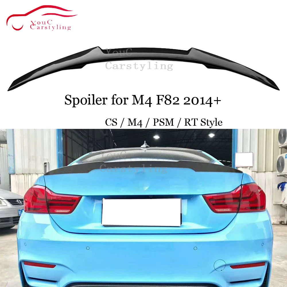 

F82 Carbon Fiber Material Rear Trunk Spoiler For BMW M4 F82 Coupe CS / M4 / PSM / RT Style Car Rear Boot Lip Wing 2014-2020