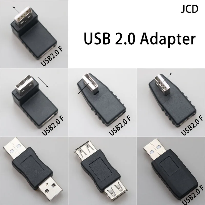 JCD 1PCS Left/Right/Below/Above Angle 90/180 Degree USB 2.0 A Male Female Adapter Connecter For Laptop PC Conversion socket