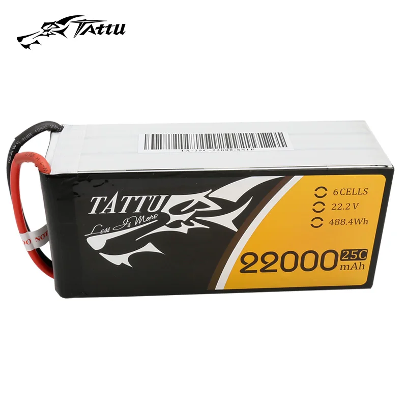 

TATTU 22000mAh 22.2V 6S 488wh LiPO Battery Burst 25C for Big Load Multirotor FPV Drone Hexacopter Octocopter