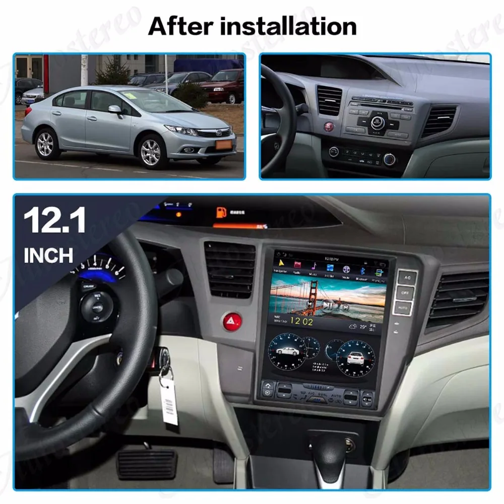 

128G Android для Honda Civic 2012 + Tesla style автомобильный DVD-плеер с GPS-навигацией, головное устройство, мультимедийный плеер, магнитофон, стерео