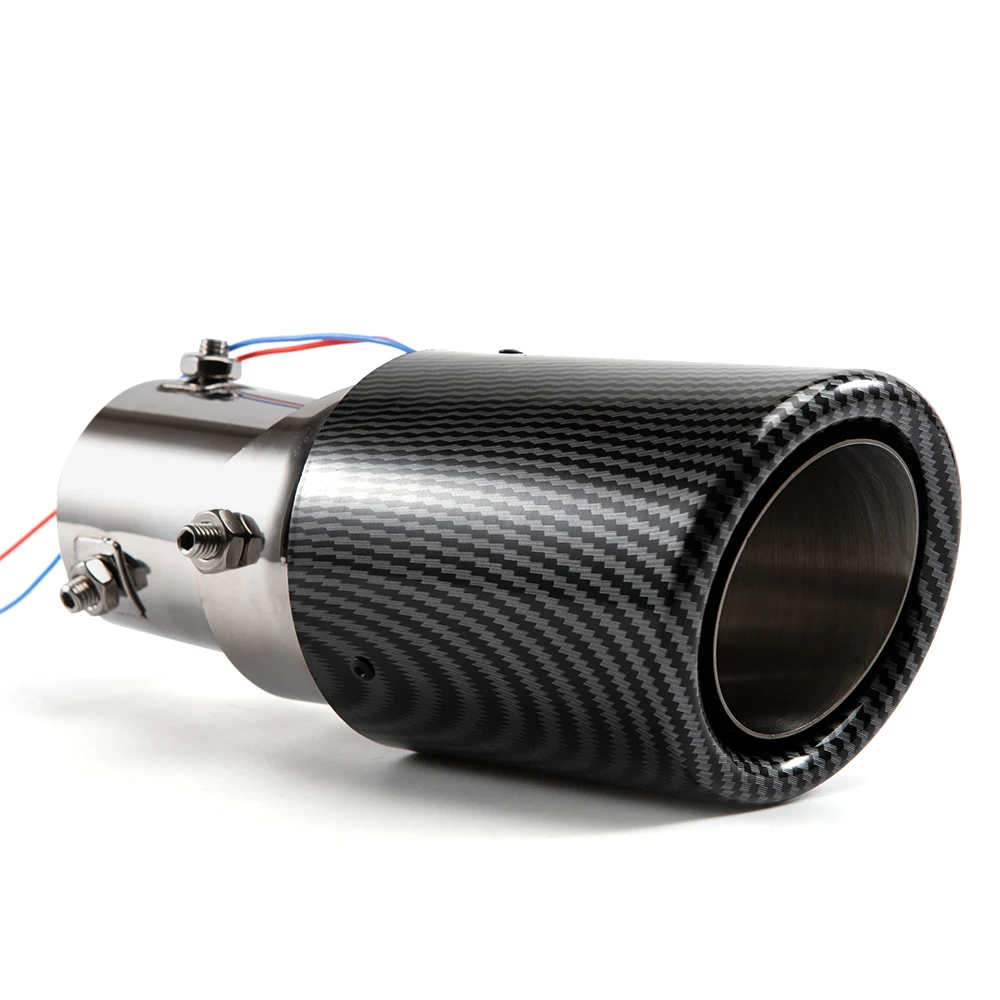 Universal Car LED Exhaust Muffler Tip Pipe Blue Light Flaming Straight Car Modified Single Outlet Exhaust Pipe Tail Throat