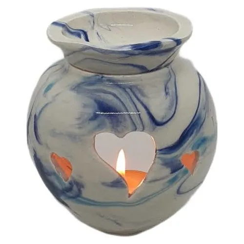 Expert Blue White Ceramic Heart Patterned Candle Holder censer