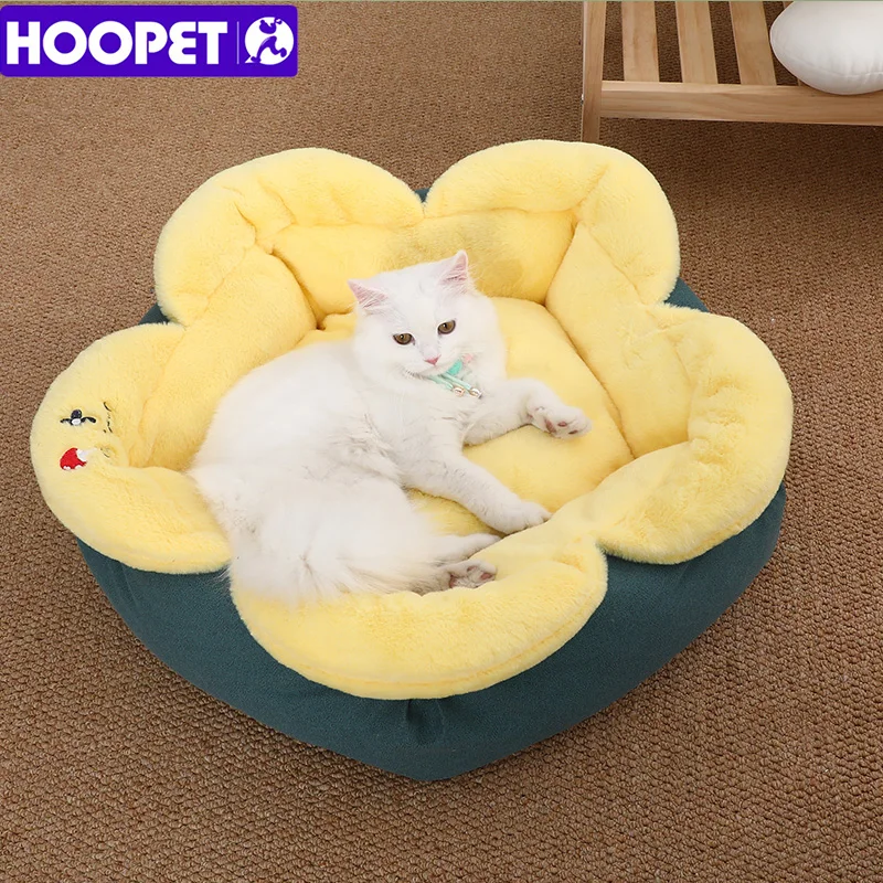 HOOPET Flower Cat Mat Thick Cozy Bed for Cat Puppy Sunbed Warm Cat Mat Ultra Soft Plush Dog Basket Cat Sleeping Pad Pet Supplies