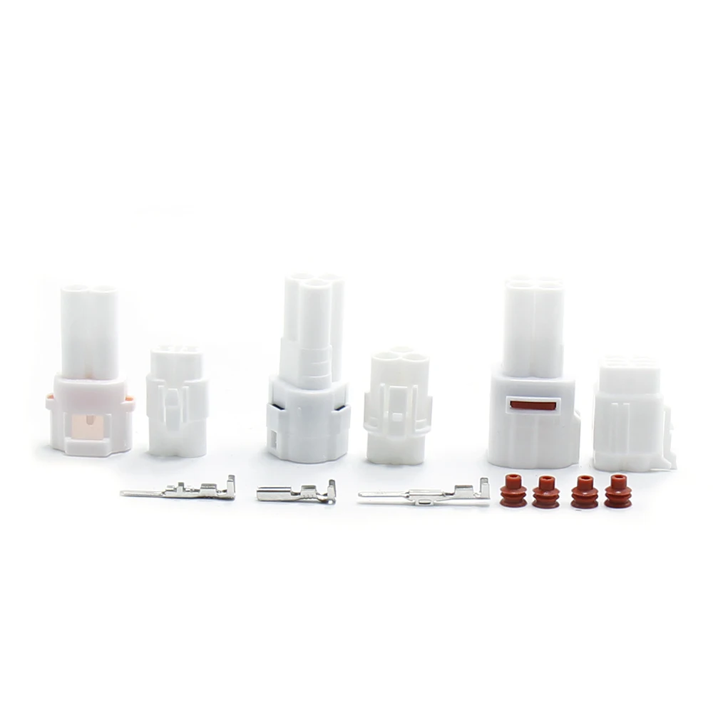 Automóvel e Motocicleta Conector Elétrico, Auto Fio Selado, Terminais Masculino e Feminino, Plug Kit, 2Pin, 3Pin, 4Pin, 30 Pcs, 15Set