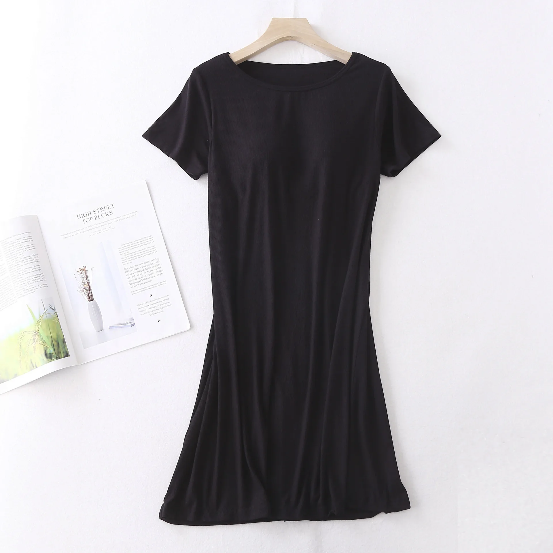 Loose Nightdress Home Clothes Short Sleeve Large XXL Nightgown For Women Summer Sleepwear Threaded Chest Pad Sleeping Dress