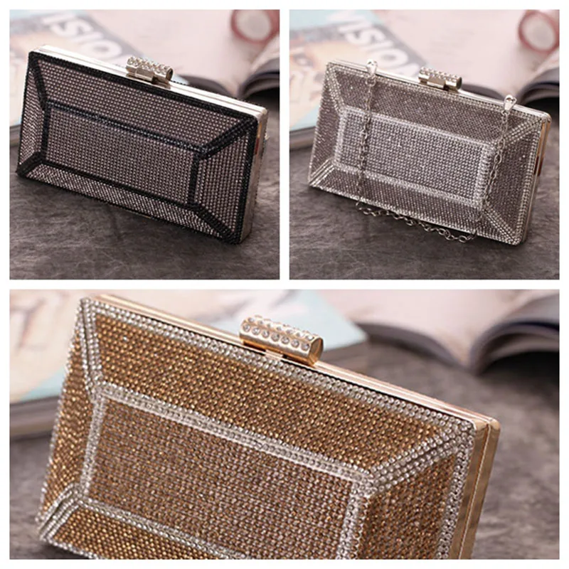 

Diamond-Studded Banquet Chain Shoulder Bags For Women 2021 Fashion Crossbody Bag Clutches Crystal Wallet Wedding Purse Party