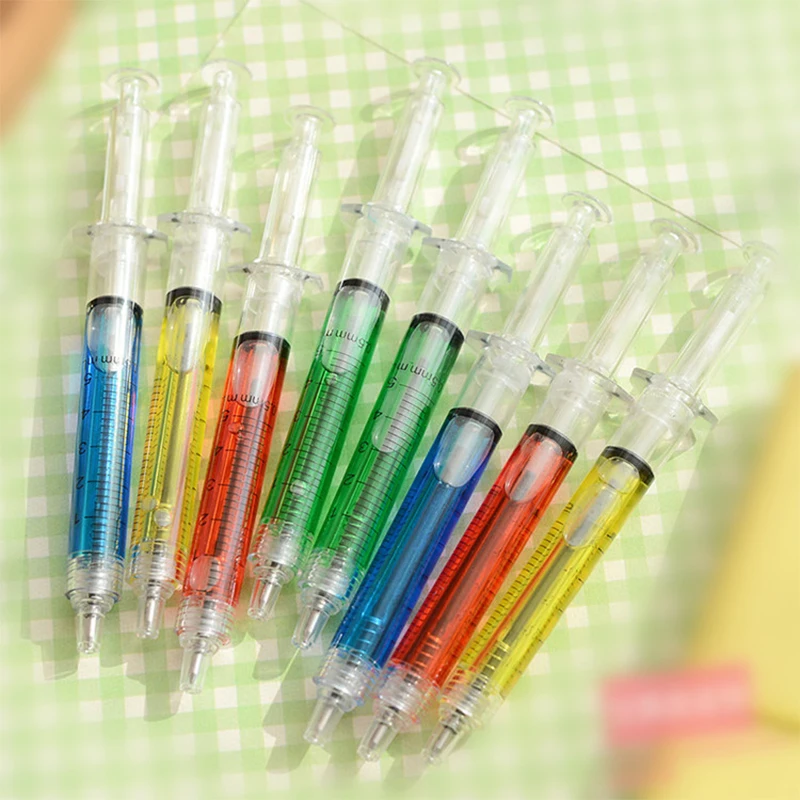 5pcs/lot Syringe Ballpoint Pen for School Kids Writing Supplies , Creative Syringe Pen