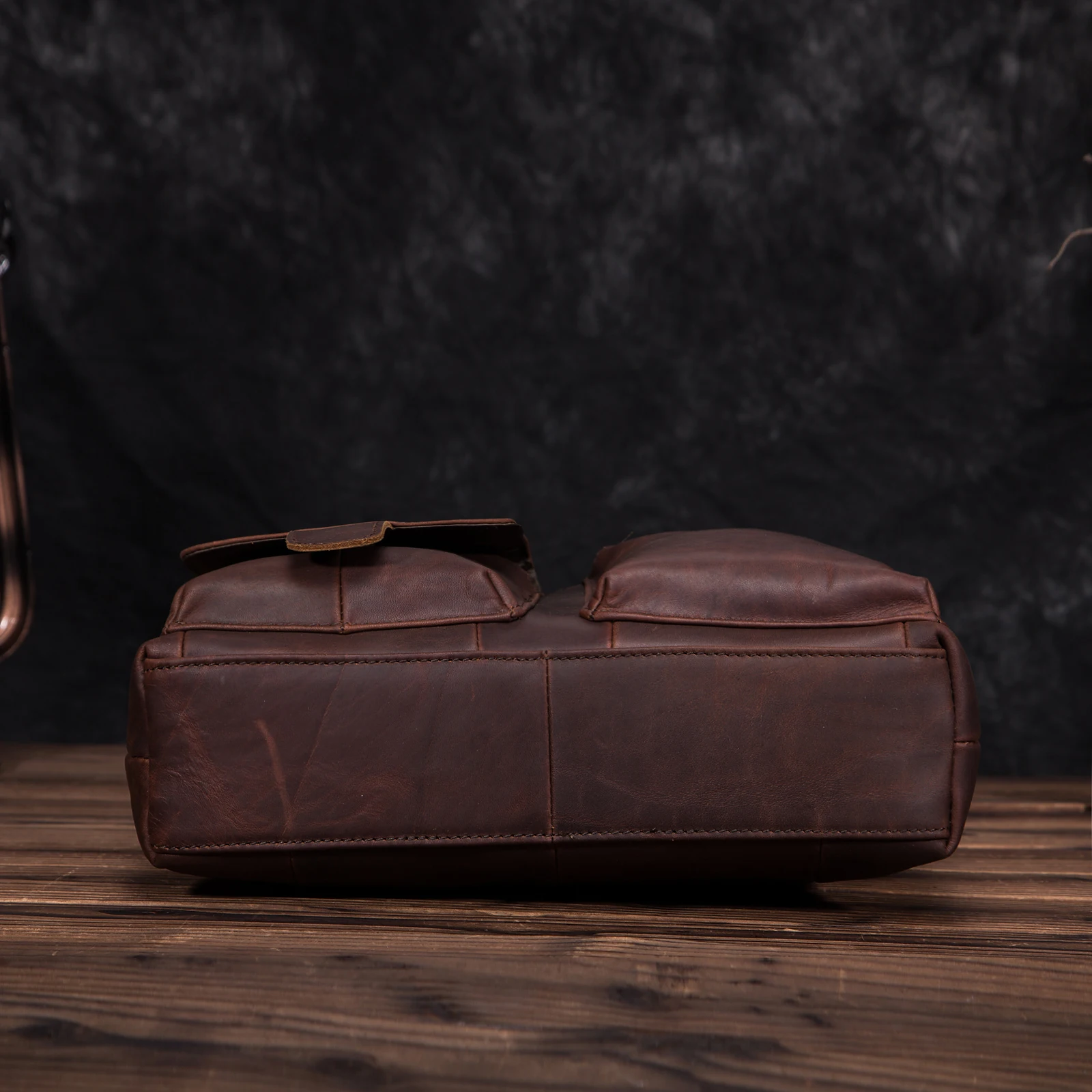 Men Quality Leather Antique Retro Business Briefcase 12\