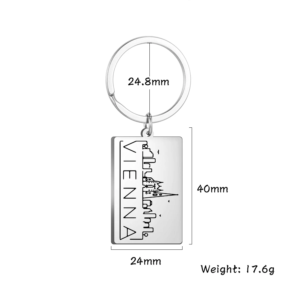 COOLTIME Reise Welt Hauptstadt Souvenir Auto Keychain Istanbul Rom Santiago Anhänger Schlüssel Ring Modeschmuck für Frauen Geschenk Männer – Detail 1