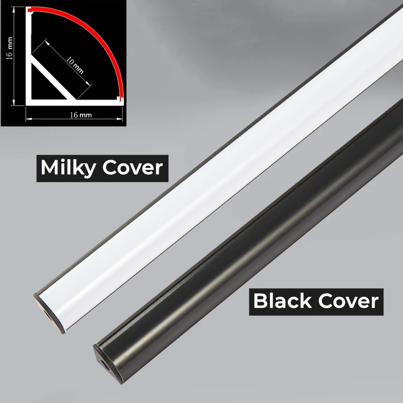 0.5m AC220V V-type LED Black Tube Bar Lamp Aluminum Profiles SMD2835 Wall Corner Channel Milky Cover Cabinet Linear Strip Lights