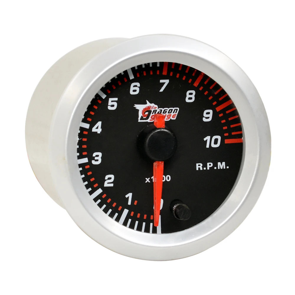 Dragon 52mm 7 Colors Light Stepper Ｍotor Gasoline Engine Auto Tacho Car Tachometer Gauge Pointer 10000 RPM Meter