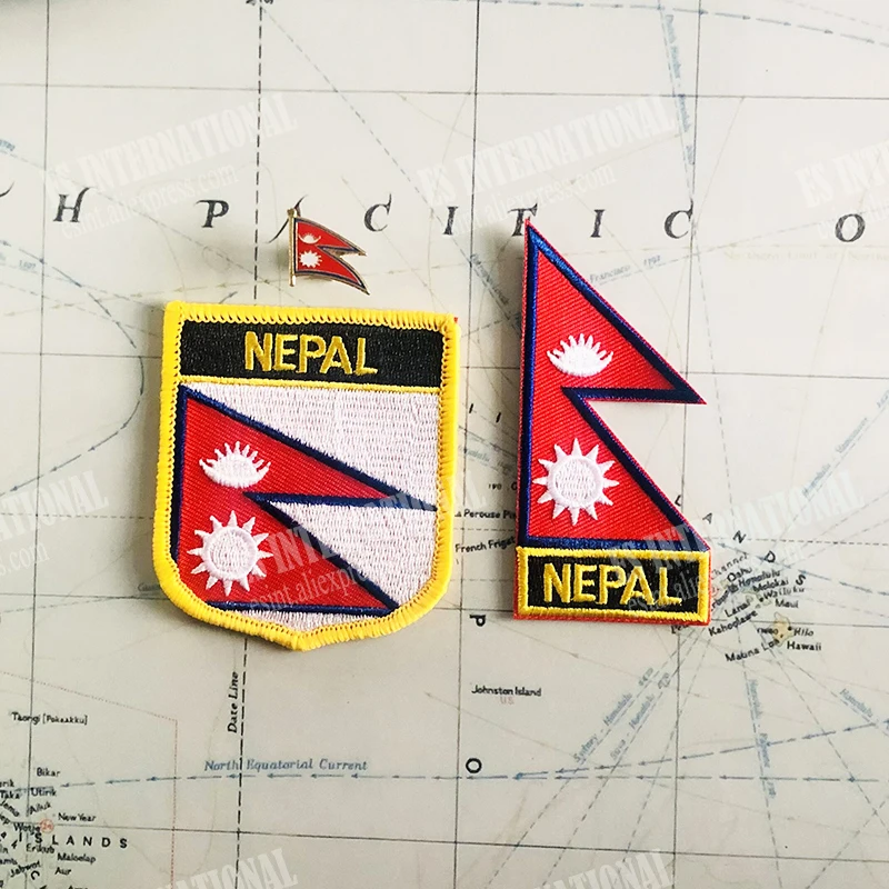 NEPAL Naszywki z flagą narodową Naszywka z tarczą i kwadratową przypinką Jeden zestaw na opaską na tkaninie Ozdoba plecaka