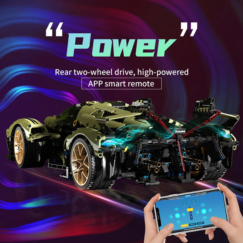 Technical Car Building Blocks APP Remote Control Moter Power V12 MY88001 Bricks T5023 Super Sports RS6 Constructor Set Toys Kids