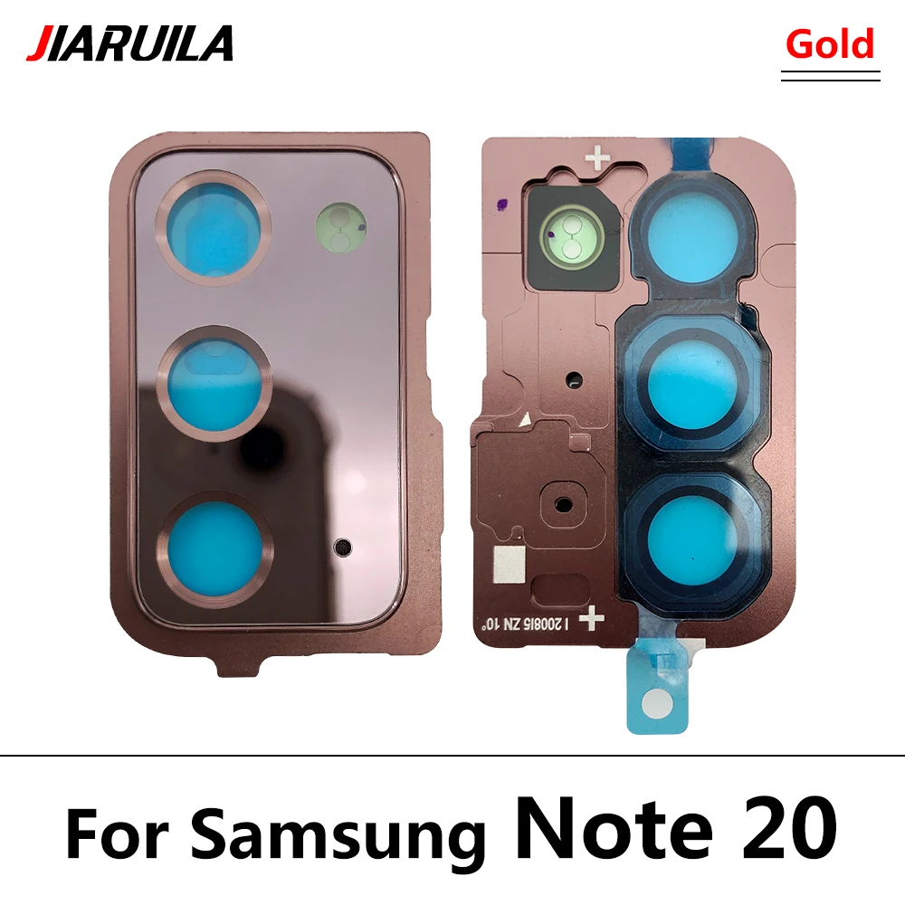 Lente de Cristal con marco para Samsung Note 20, cubierta de lente de cámara trasera con soporte de marco, piezas de repuesto, 2 unidades