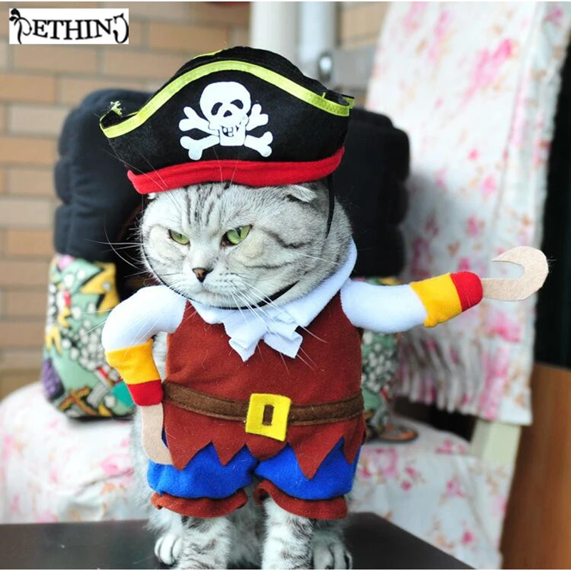 Pirate Style Dog Costume For Party Jumpsuits Small Dog Large Dog Pet Cat Funny Golden Halloween Party Custome Clothes