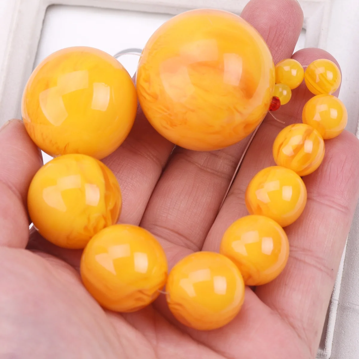 Perles Rondes en Plastique de Résine Orange Imitation Ambre, 6mm, 8mm, 10mm, 12mm, 14mm, 16mm, 18mm, 20mm, 22mm, 25mm, 30mm, 38mm, pour Bricolage de