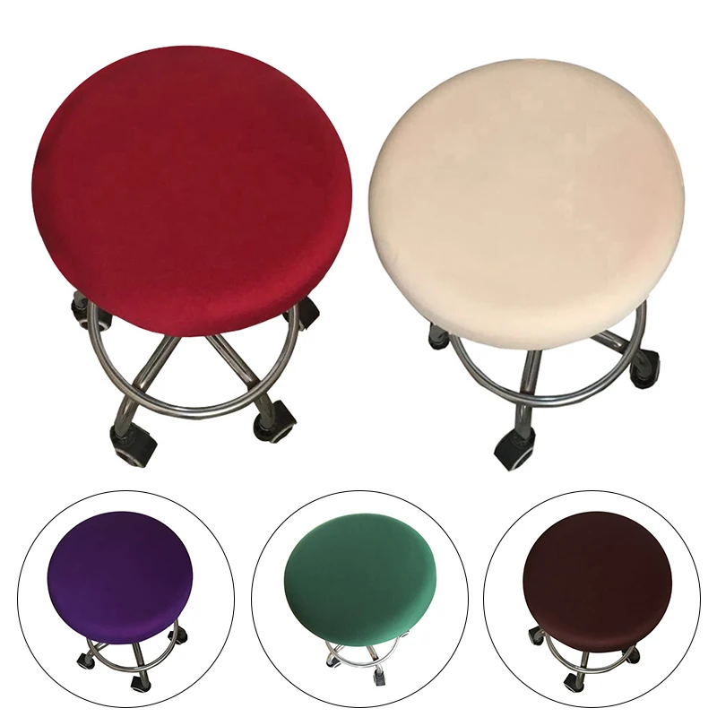 Elastic Round Chair Cover Spandex Bar Stool Covers Anti-Dirty Seat Protector Solid Color Removable Home Office Decor Cover