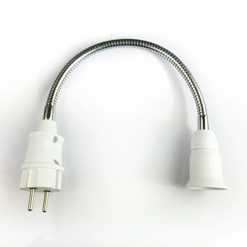 White EU to E27 LED Light Conversion LampHolder European Germany France Plug Bulb Socket Converter Rotary Lamp Base 10CM