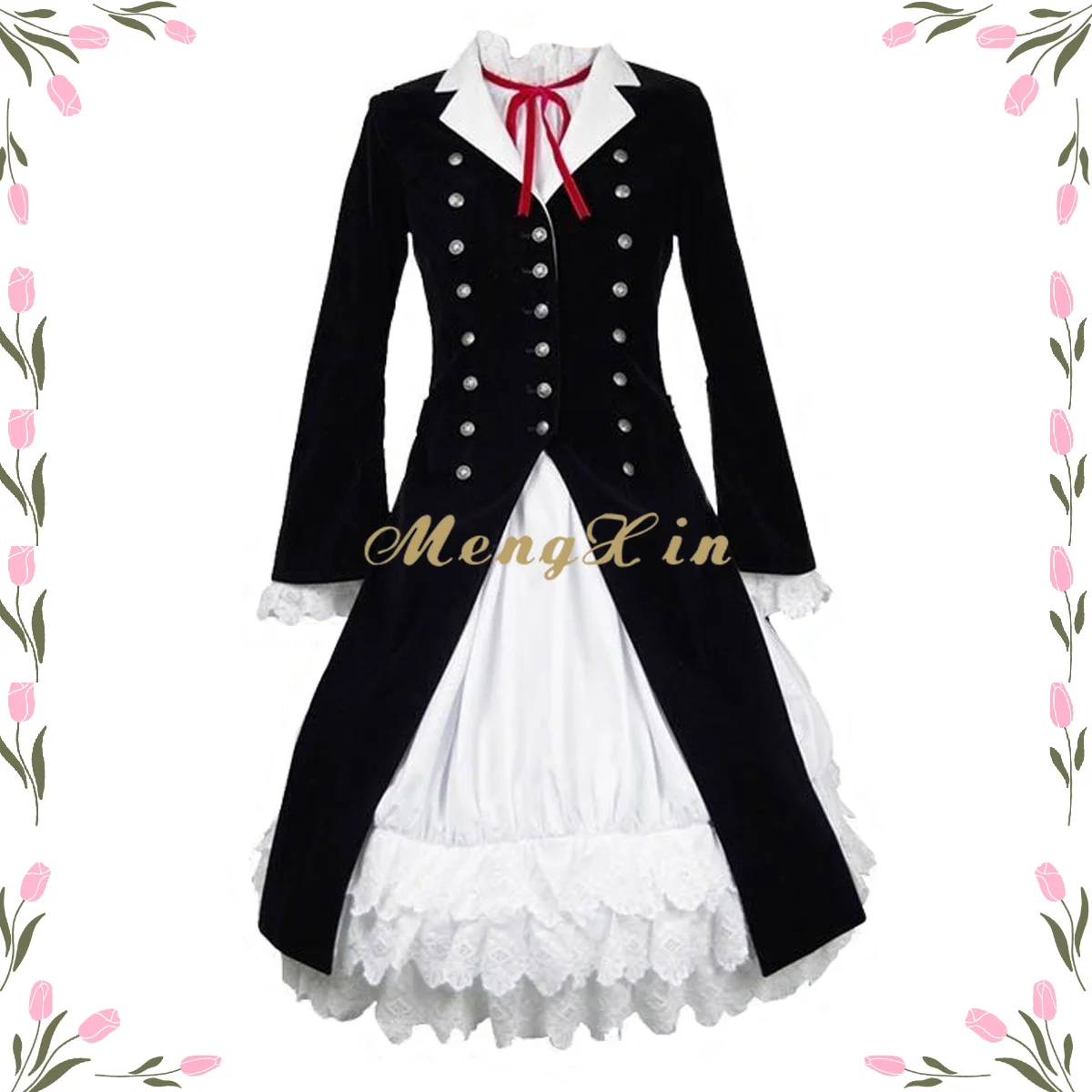 

Anime Cardcaptor Sakura Kaho Mizuki Cosplay Costume Black Lolita Dress Outfit Halloween Clothes Custom Made