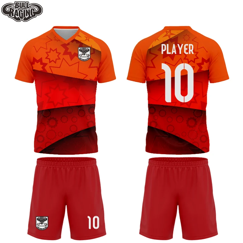 red color new customized thai quality sublimation soccer jersey uniforms