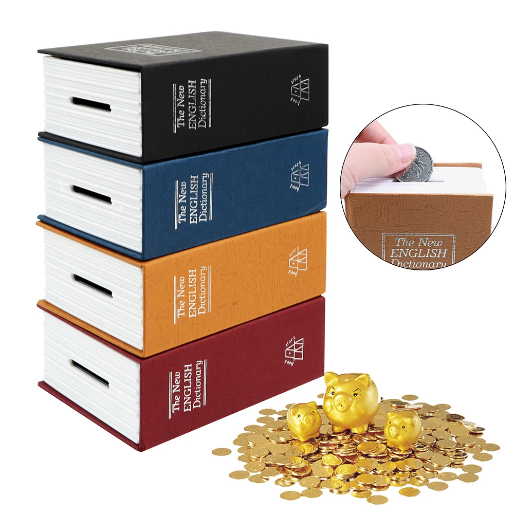 Creative Dictionary Coin Piggy Banks With Hidden Secret Security Safe Lock Birthday Gift for Kids Book Money Saving Box