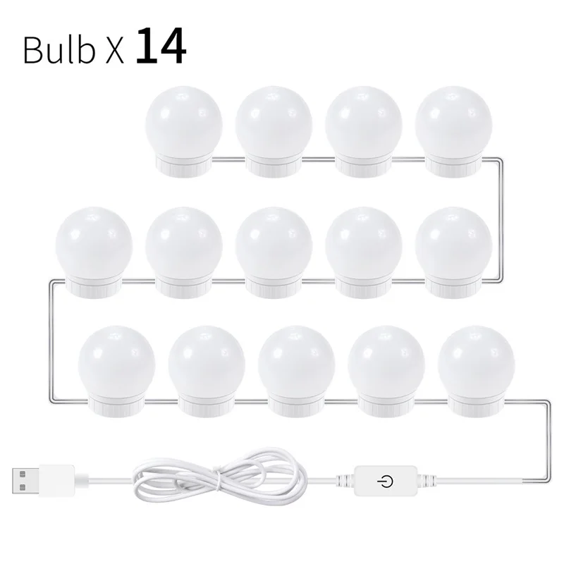 OURFENG LED Vanity Light USB Hollywood Style Hidden Winding Wire Mirror Light For Makeup