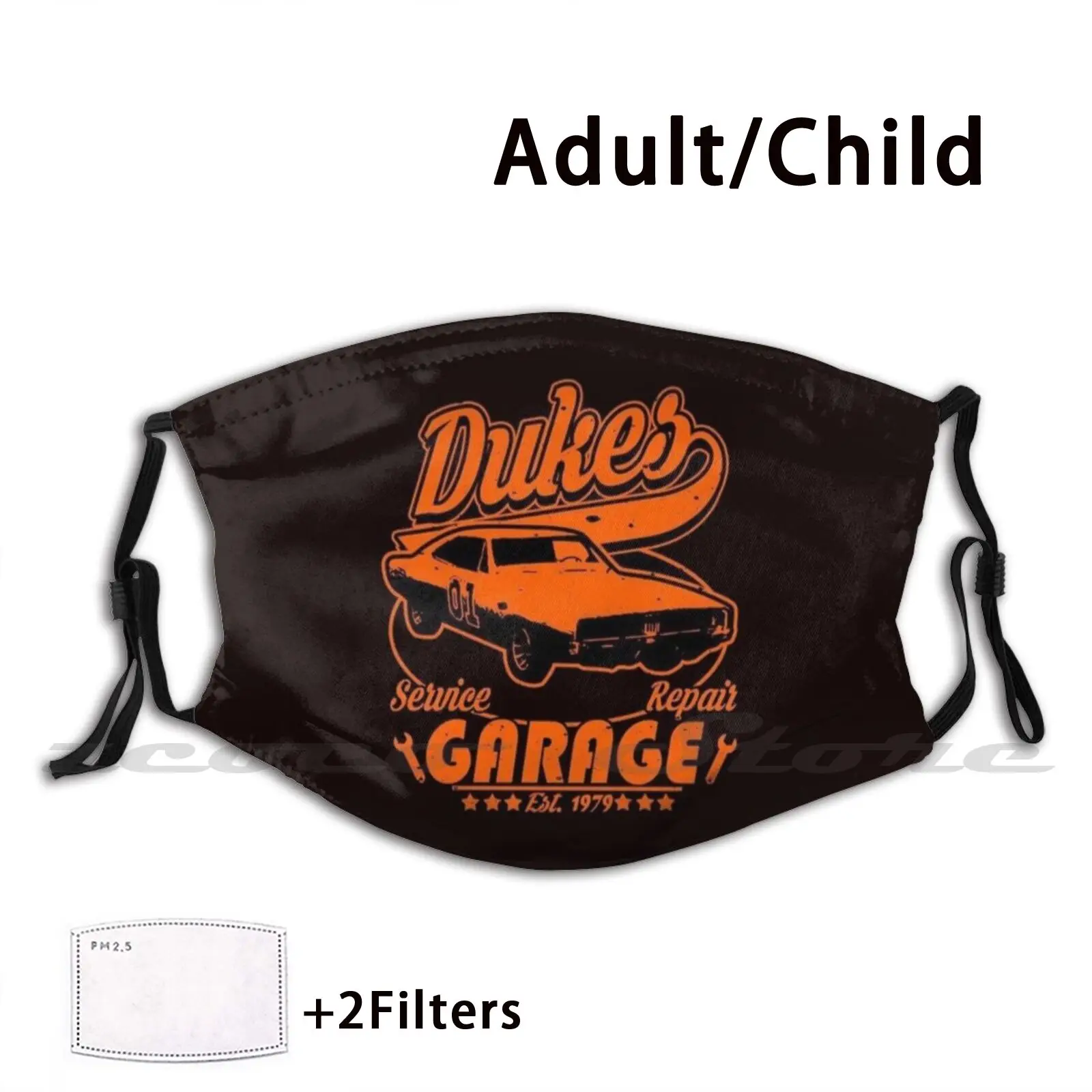 I più venduti-Dukes Garage! Maschera adulto bambino lavabile filtro Pm2.5 Logo creatività Dukes Dukes Of Hazzard Hazzard County Grease