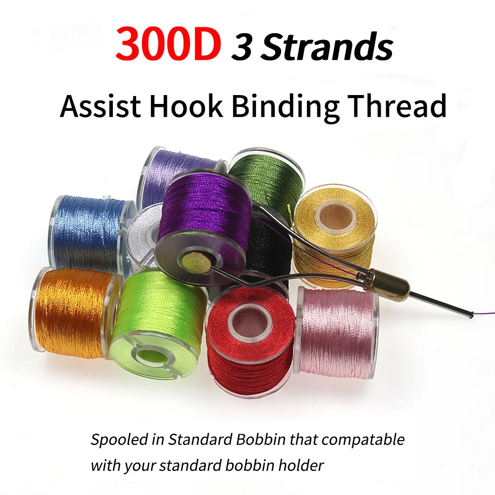 ELLLV 300D 80yards 3 Strands Binding Thread for SlowJigging Assist Hooks Large Saltwater Flies Fishing Lure Hand-knotted