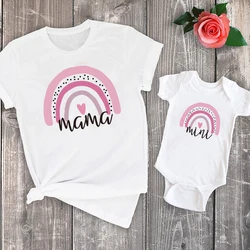 Pelele para mamá y bebé, ropa de algodón para la familia a juego de 0 a 24 meses, Mini Camiseta con estampado de arcoíris, Tops bonitos