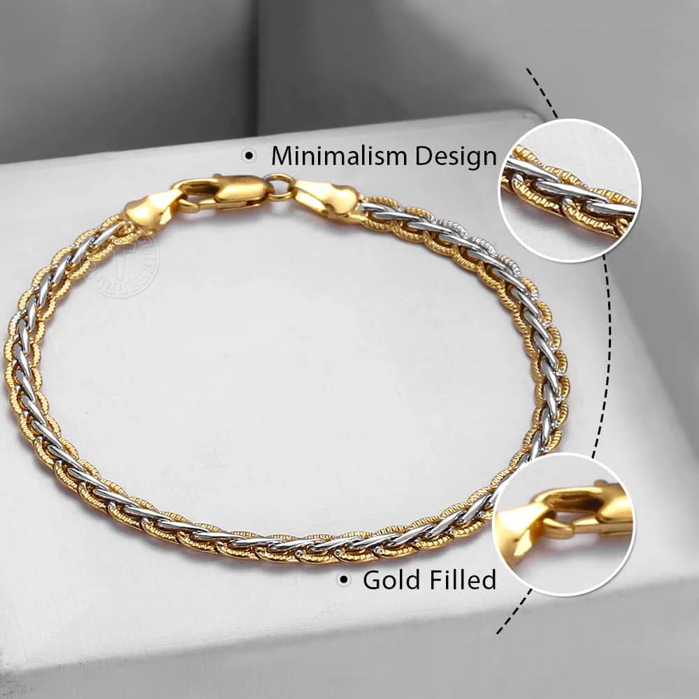 4/6mm Bracelet for Women Men Wheat Link Gold Color Womens Bracelet Chains Fashion Davieslee Jewelry 18-23cm Dropshipping DGB407