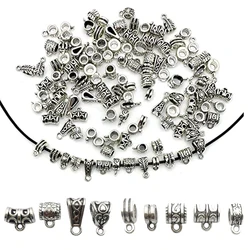 Mixed 20pcs Antique Tibetan Silver Bail Tube Beads Spacer Bead Hanger Fit Charm Bracelet Pendant Connector Jewelry Making