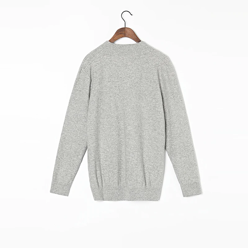 Pull en cachemire pur pour homme, tissu naturel, col en v, gris clair, haute qualité, hiver, 100%