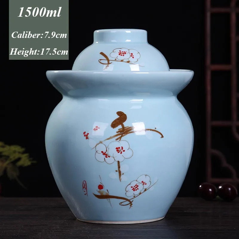 Jingdezhen Ceramic Pickle Jar Vegetable Pickling Jars Restaurant Kimchi Jar Pickles Container Kitchen Accessories Storage Sealed