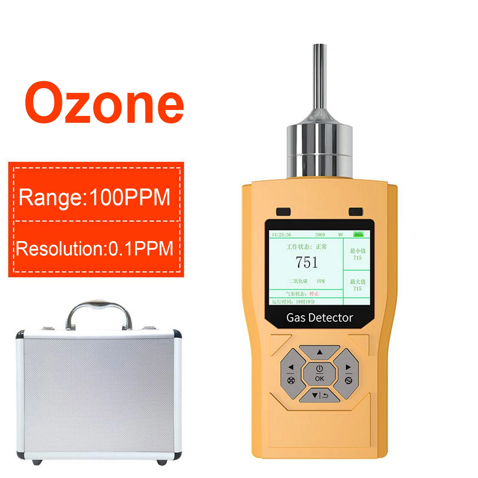 Portable Ozone Analyzer Multifunctional Intelligent O3 Ozone Meter Gas Detector Sensor Air Quality Pollution Monitor