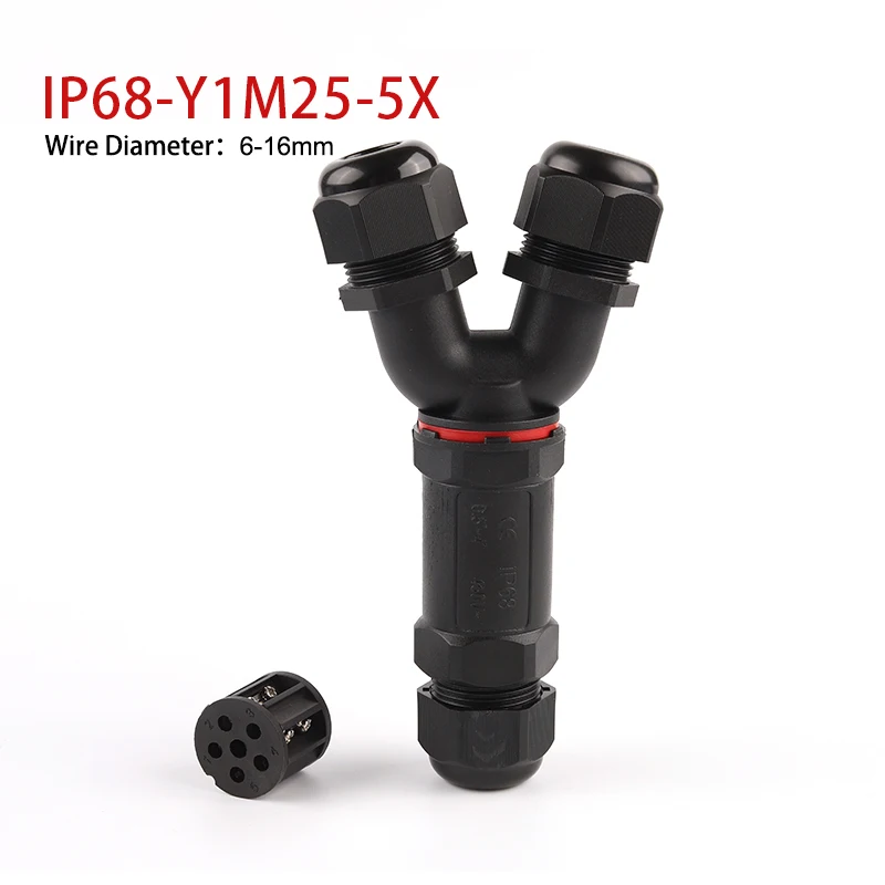 

IP68 Waterproof Connector Y type 5 Pin Electrical Adapter Wire Connector Screw Pin connector LED Light Outdoor Connection