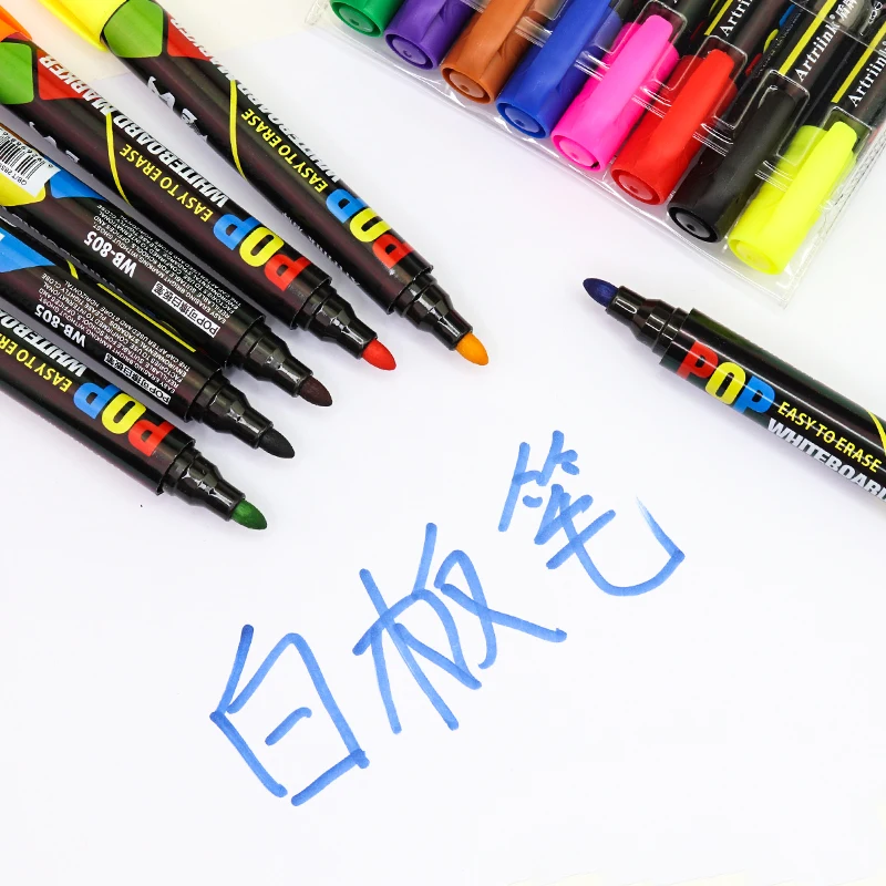 Artriink Erasable Whiteboard Marker 8/12colors Refill Ink Office School Home Student Children\'s Drawing White Board Pen