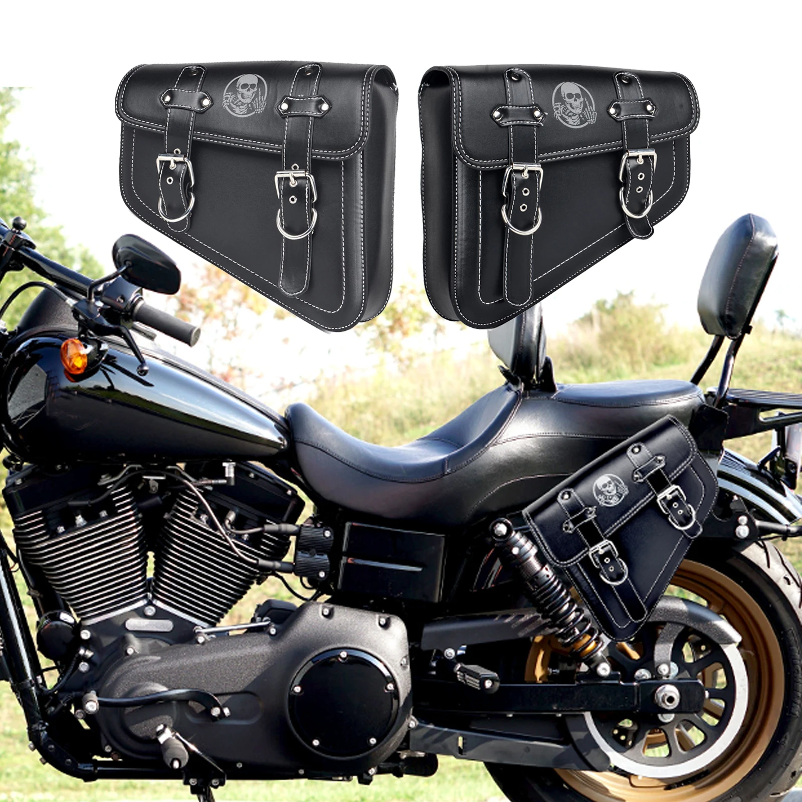 Motorcycle Luggage Left+Right Side Tool Bag Bikes Saddle Bag for Harley XL883 XL1200 Custom Street 750 Honda/Yamaha Suzuki