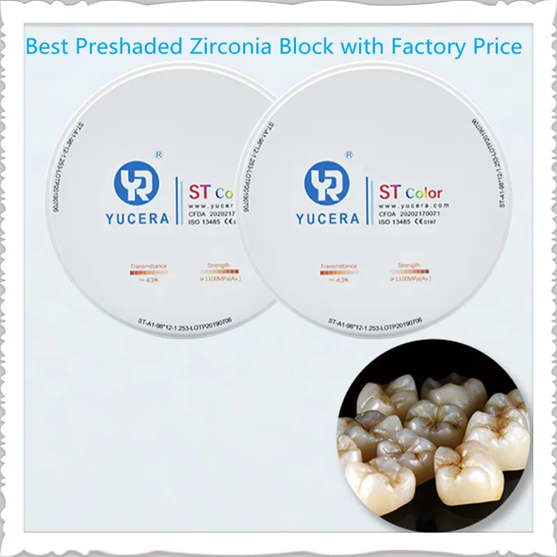 YUCERA ST White 98mm Dental Zirconia blocks Open System Super translucent Ceramic Blocks